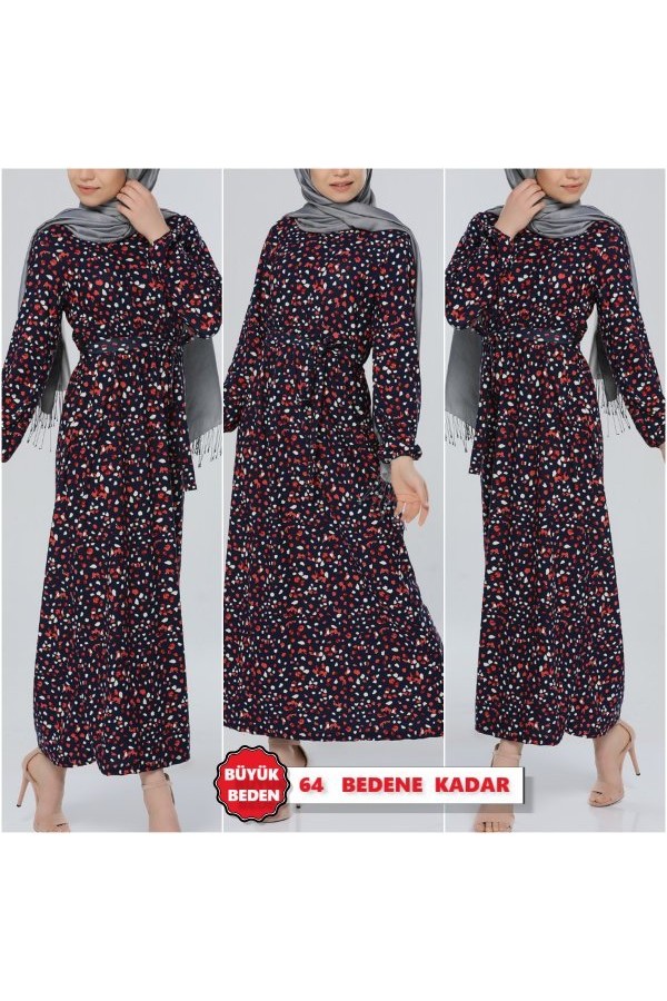 Büyük Beden Baskılı Krep Kumaş Elbise 64 bedene kadar Kırmızı Gül Büyük Beden Baskılı Krep Kumaş Elbise 64 bedene kadar Kırmızı Gül