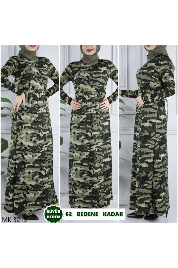 Büyük Beden Baskılı Krep Kumaş Elbise 64 bedene kadar mevcut Kamuflaj Büyük Beden Baskılı Krep Kumaş Elbise 64 bedene kadar mevcut Kamuflaj