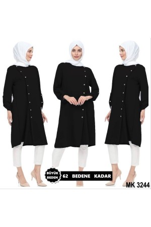 Büyük Beden Çapraz Düğmeli Aerobin Tunik Siyah Büyük Beden Çapraz Düğmeli Aerobin Tunik Siyah