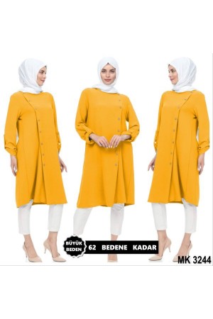 Büyük Beden Çapraz Düğmeli Aerobin Tunik Sarı Büyük Beden Çapraz Düğmeli Aerobin Tunik Sarı