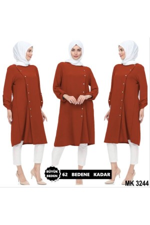 Büyük Beden Çapraz Düğmeli Aerobin Tunik Kiremit Büyük Beden Çapraz Düğmeli Aerobin Tunik Kiremit