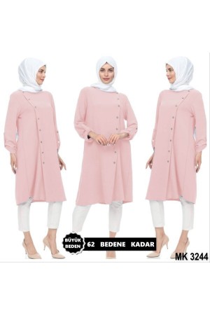 Büyük Beden Çapraz Düğmeli Aerobin Tunik Pudra Büyük Beden Çapraz Düğmeli Aerobin Tunik Pudra