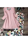 Büyük Beden Desenli İkili Takım  Pudra